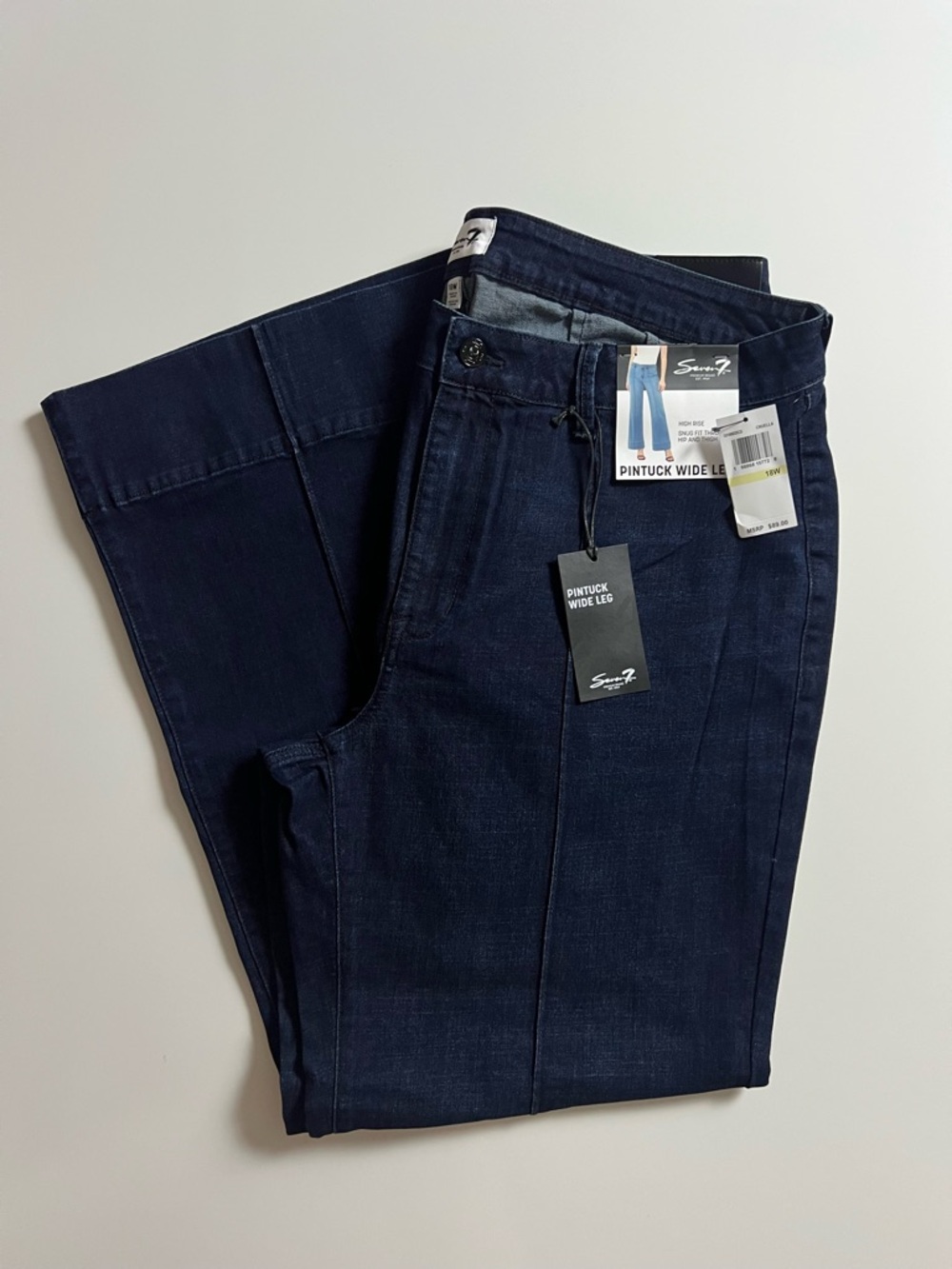 NWT Seven7 Pintuck Wide Leg Jeans, Size 18W